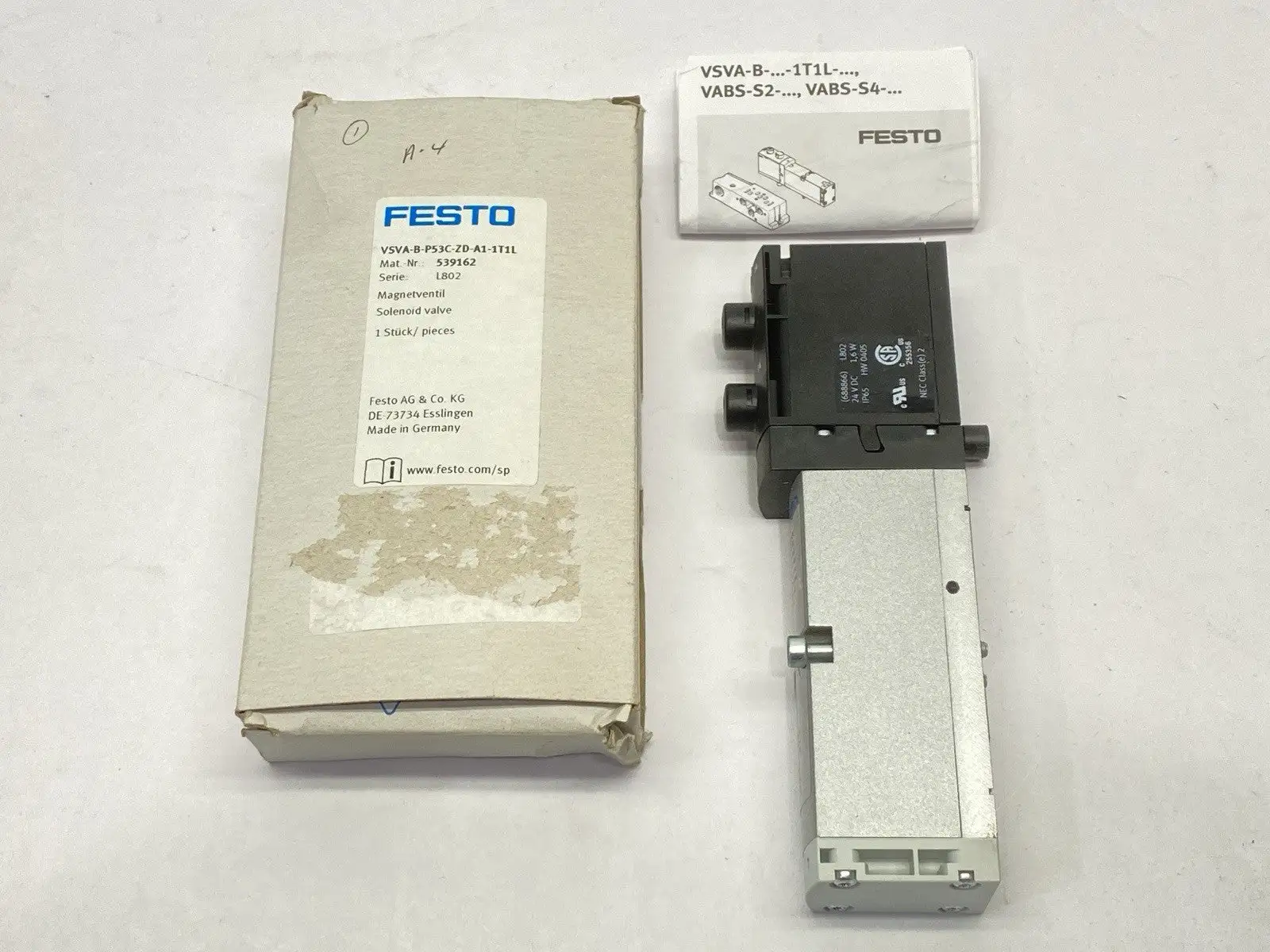 VSVA-B-P53C-ZD-A1-1T1L, 539162 | Festo VSVA-B-P53C-ZD-A1-1T1L Pneumatic Solenoid Valve 539162 - New Other