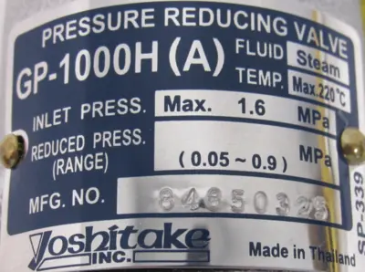 NEW YOSHITAKE GP-1000H PRESSURE REDUCING VALVE GP1000H