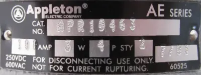 NEW APPLETON APR10463 CONNECTOR BODY 100A AE SERIES 4P