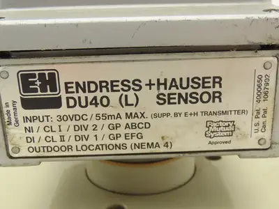 Endress+Hauser DU40 (L) Ultrasonic Level Transmitter Sensor 30VDC 4" Flange