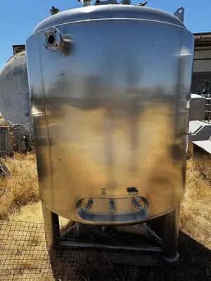 Tank, 660 Gallon, 316L Stainless Steel, Jacketed, Agitated, Dish & Cone Bottom, with Mixer, #5991337