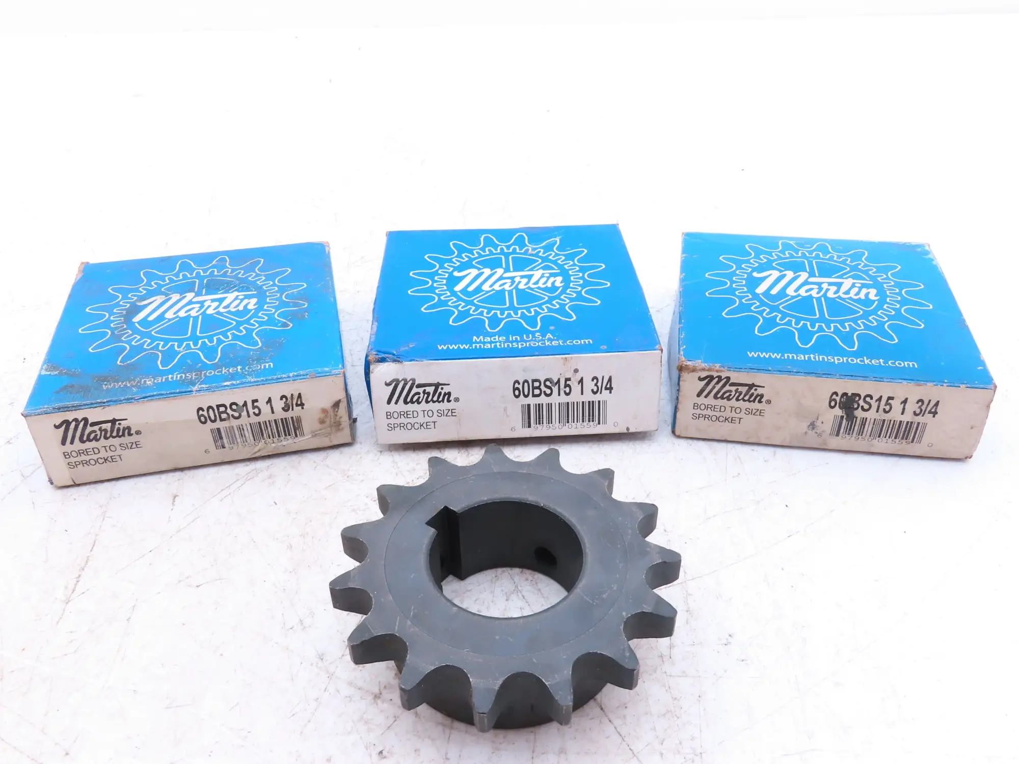 Martin 60BS15 1-3/4 #60 Roller Chain Sprocket 15-Tooth 1-3/4" Bore  Lot of 3