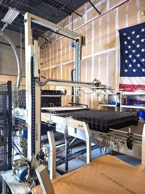 Complete KOSME Bottling Line Includes Depalletizer, Barifill Glass Filler & Flexa Labeler