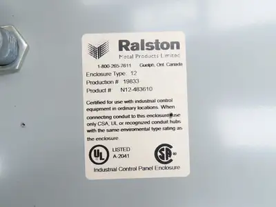 Ralston N12-483610 Electrical Enclosure 48x36x10" Control Panel Wall Mount
