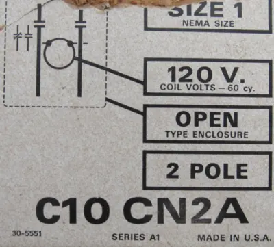 NEW CUTLER HAMMER C10CN2A MAGNETIC CONTACTOR SIZE 1 120V