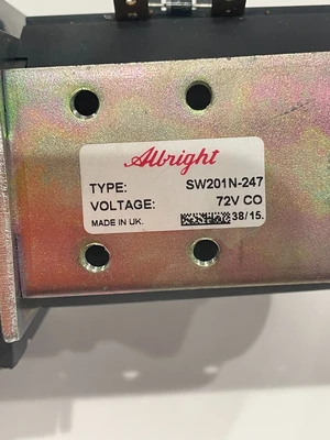 USED ALBRIGHT SW201N-247 CONTACTOR VOLTAGE 72V SW201N247