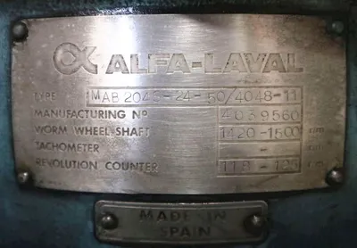 Alfa-Laval MAB 204S-24-50 oil purifier, SS.
