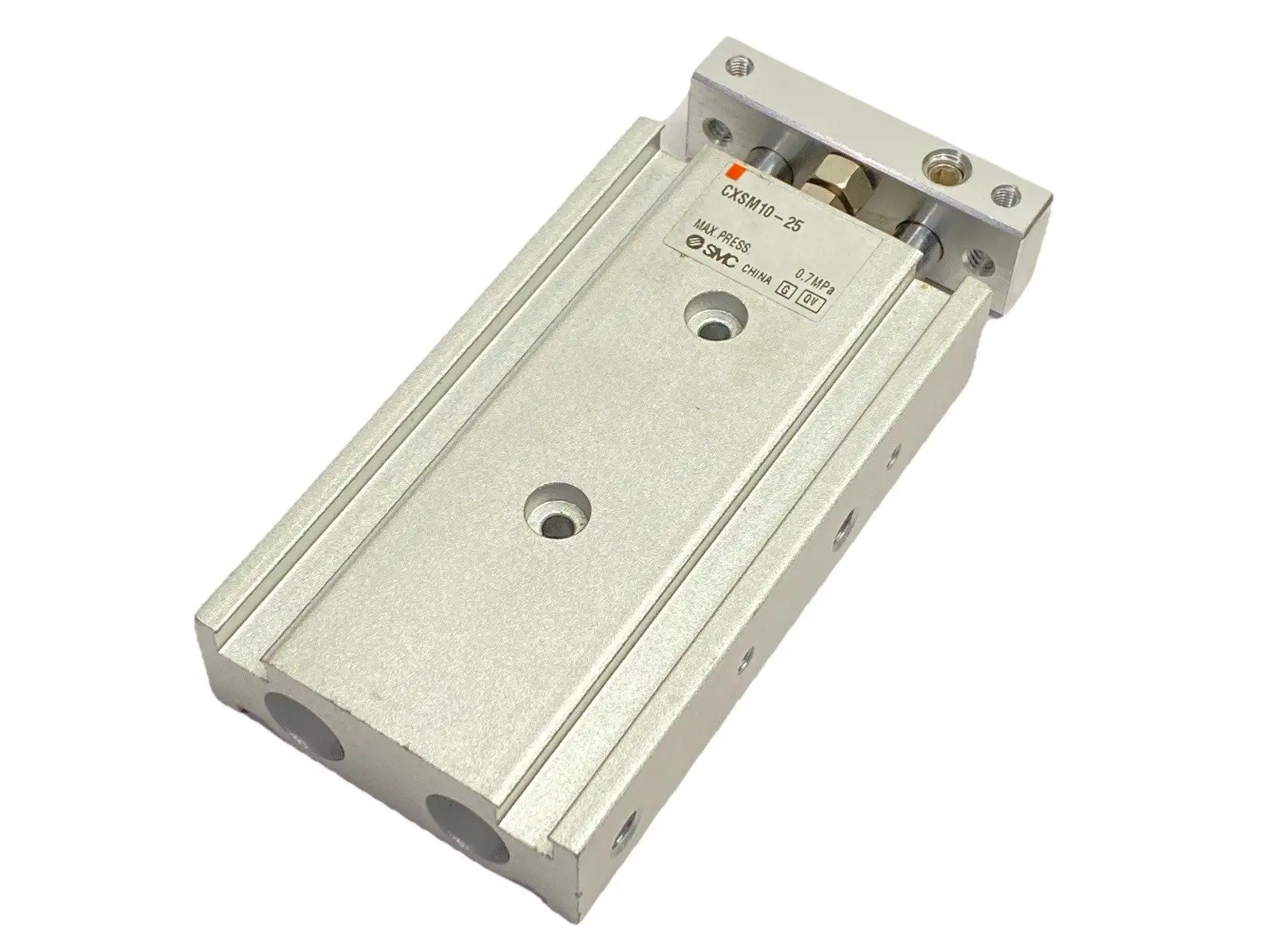 USED SMC DUAL ROD GUIDED PNEUMATIC CYLINDER 10MM BORE 25MM STROKE