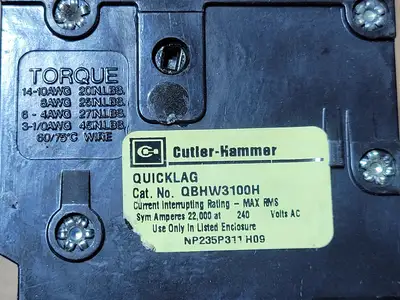 USED CUTLER-HAMMER QBHW3100H
