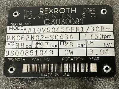 USED REXROTH AA10VS045DFR1/30R-PKC62K02-S043A