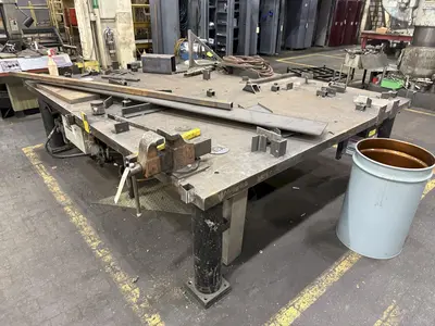 120" X 100" HEAVY DUTY STEEL LAYOUT WORK STATION TABLE: STOCK #23551