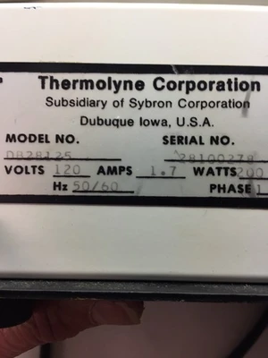 SYBRON THERMOLYNE DRI-BATH MODEL DB28125 VOLTS120*WARRANTY*