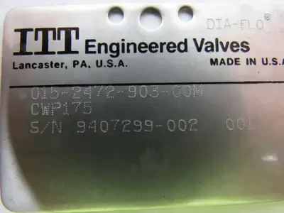 Dia-Flo 015-2472-903-00M 1-1/2" Weir Diaphragm Valve Cast Steel Socket Weld