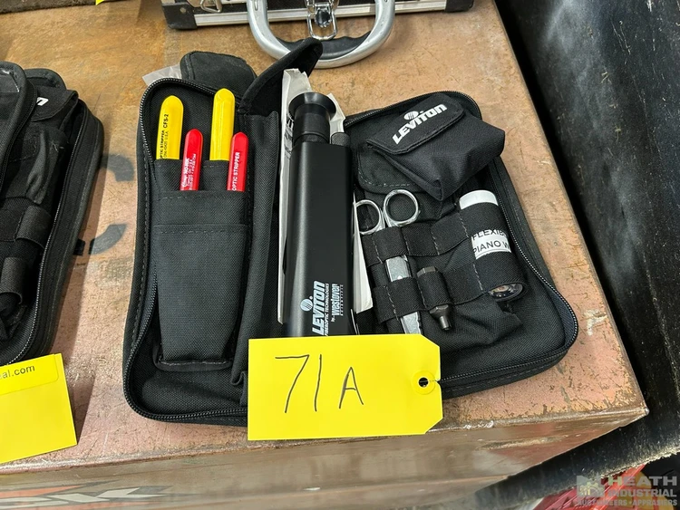 Used _UNKNOWN_ LEVITON FIBER OPTICS FIBER MICROSCOPE SET UP W/ GAUGE, TOOLS, GLASSES Fiber Inspection Scopes Illinois US | Heath Industrial Auction Services #1379553