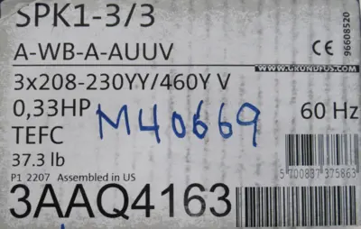 NEW GRUNFOS SPK1-3/3 A-WB-A-AUUV PUMP 3AAQ4163 SPK133AWBAAUUV