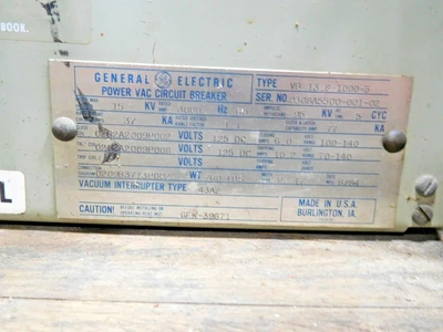 Used GE VB 13.8-1000-3 Circuit Breakers Ohio US | Equipment Recovery Corp. #1331009