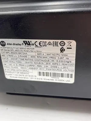 Used ALLEN-BRADLEY ALLEN-BRADLEY MPL-B540K-MK72AA, WITTENSTEIN SP 100S-MC1-4-0K1-2K Servo Motors | ND Industrial Surplus #1216125