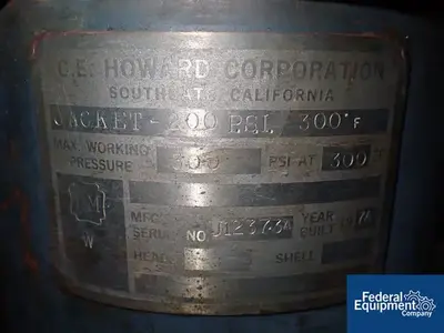 USED C E Howard 2 Gal C E Howard Reactor, 316 S/S, 300/200#