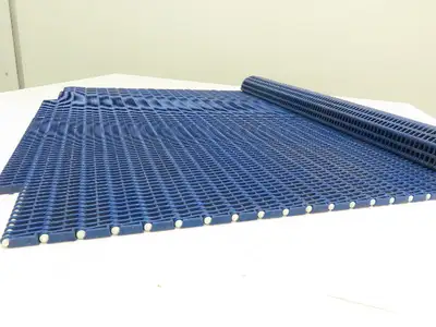 30"W x 35"L Flush Grid Flat Top Conveyor Belt BLUE Poly