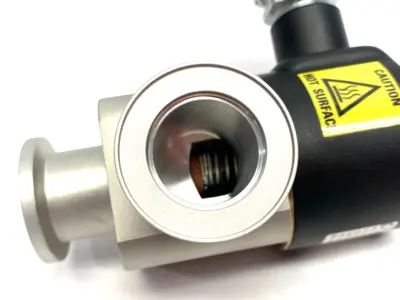 USED VARIAN ANGLED BELLOWS VALVE, PETER PAUL O72X00130CM SOLENOID OPERATOR