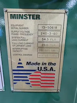 26" x .090" x 14,000 LB MINSTER COIL SERVO FEED LINE