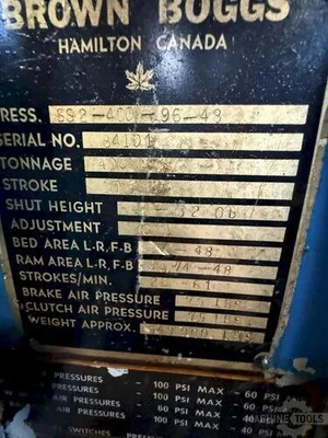 USED 1985 BROWN & BOGGS SS2-400-96-48