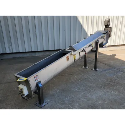 Used Mepaco 12" Dia. X 12'-3"L Stainless Steel Sanitary Screw Auger Conveyor