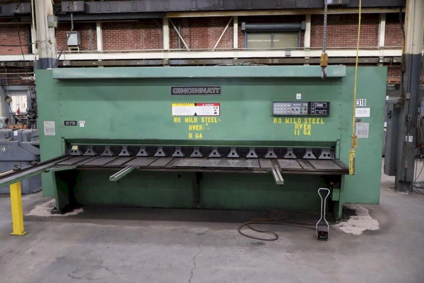 14' X 3/8" CINCINNATI MODEL 375-HS HYDRAULIC SHEAR WITH BACK GAUGE; FLOOR STANDING, NEW 1998: YOBRO #24238