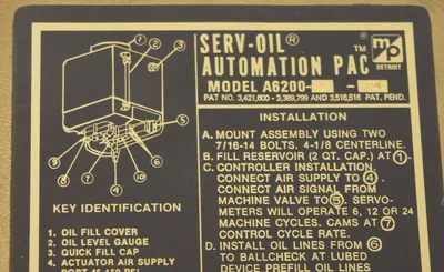 NEW SERV OIL AUTOMATION PAC A6200-9-24 AUTOMATIC LUBRICATOR 9 POINT, A6200924
