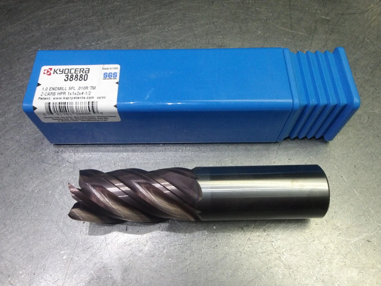 Kyocera/SGS 1" 5 Flute Carbide CR Endmill 1" Shank .01" R 38880 (LOC2261)