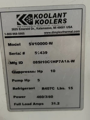 USED KOOLANT KOOLERS SV10000-W