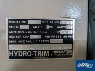 USED HYDRO-TRIM Hydro-Trim Thermo Former, Model 2024
