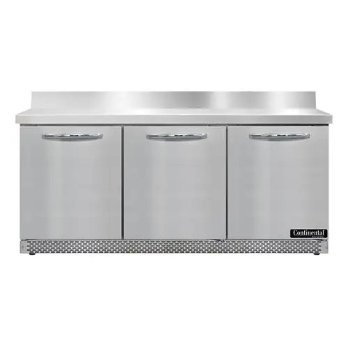 Continental SW72NBS-FB 72" Worktop Refrigerator W/ (3) Sections, 115v