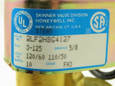 Lancer 2LF2HBG4127 2-Way Skinner Solenoid Valve 1/2" Steam N.C. 3-125 PSI. 120v