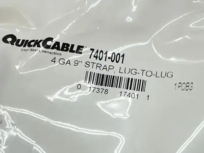 NEW QUICKCABLE BRAIDED GROUND STRAP 3/8" HOLE, 4 GAUGE, 9” LUG-TO-LUG