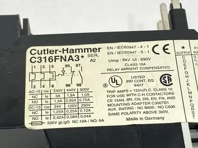 USED CUTLER HAMMER SER A2 THERMAL OVERLOAD RELAY 2.2-3.1A 690V