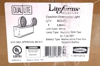 HUBBELL LIGHTING SPECTRON EMERGEMCY LIGHT NON SPILLABLE BATTERY STOCK #2493