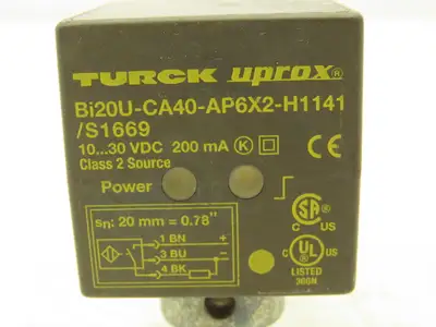 Turck Uprox Bi20U-CA40-AP6X2-H1141/S1669 Proximity Switch 10-30VDC 4 Pin