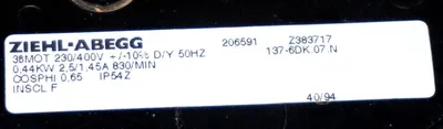 NEW ZIEL ABEGG 3BMOT 137-6DK.07.N MOTOR 230/400V, 50HZ 1376DK07N