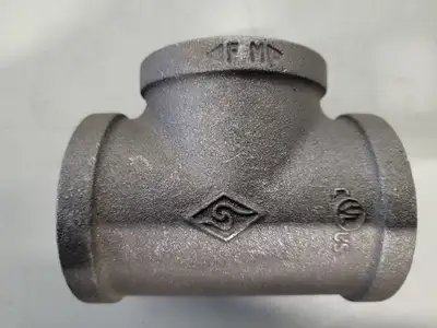 2" Female Threaded Tee, Black Malleable Iron