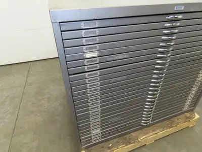 Foster Vtg Blueprint File Metal Cabinet 45×33" ID 25 Drawers Map Draft Crafting