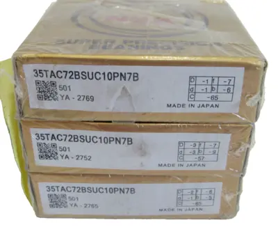 NEW SEALED SET OF 3 NSK 35TAC72BSUC10PN7B BEARINGS