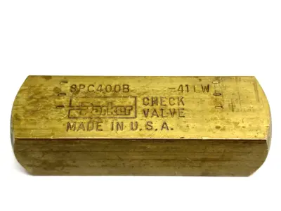 USED PARKER COLORFLOW INLINE CHECK VALVE BRASS, HYDRAULIC, 2000PSI