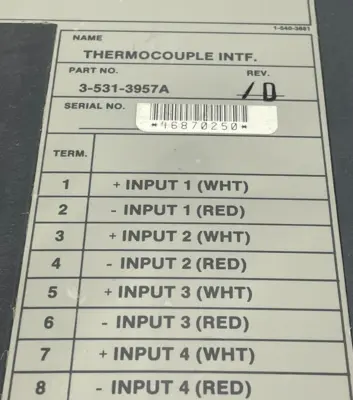 USED CINCINNATI MILACRON 3-531-3957A THERMACOUPLE INTERFACE MODULE 35313957A