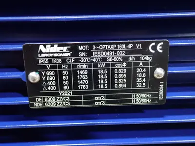 USED 2021 NIDEC LEROYSOMER OPTAXP 160L4P V1