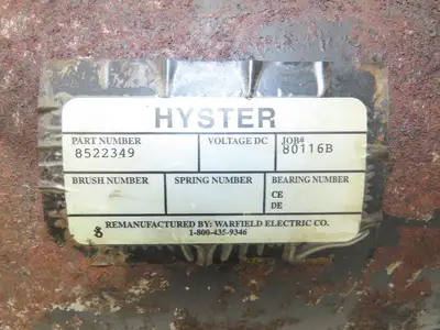 Danaher Controls TSW 180/6-200 Hyster Forklift E60Z Traction Motor 36/48V 961RPM