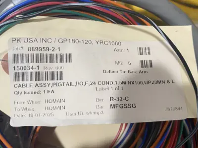 New | in-Stock Yaskawa Cable Assembly, Pigtail I/O, F 24-Condu, 1.5m NX100, UP20MN & L Cable & Wire Michigan US | Maverick Industrial Sales #1391354