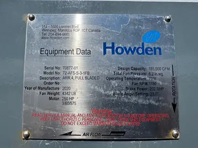 Used 2020 HOWDEN 72-AFS-S-3-1FB Axial Fans British Columbia CA | Lenmark #1442946