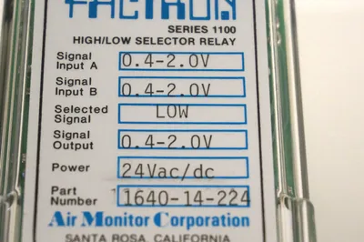 NEW AIR MONITOR CORPORATION 1640-14-224 SELECTOR RELAY SER.1100 164014224