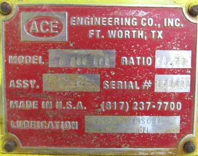 NEW ACE ENGINEERING A270HP3 PARALLEL SHAFT GEAR REDUCER 43.73:1 DI-R0